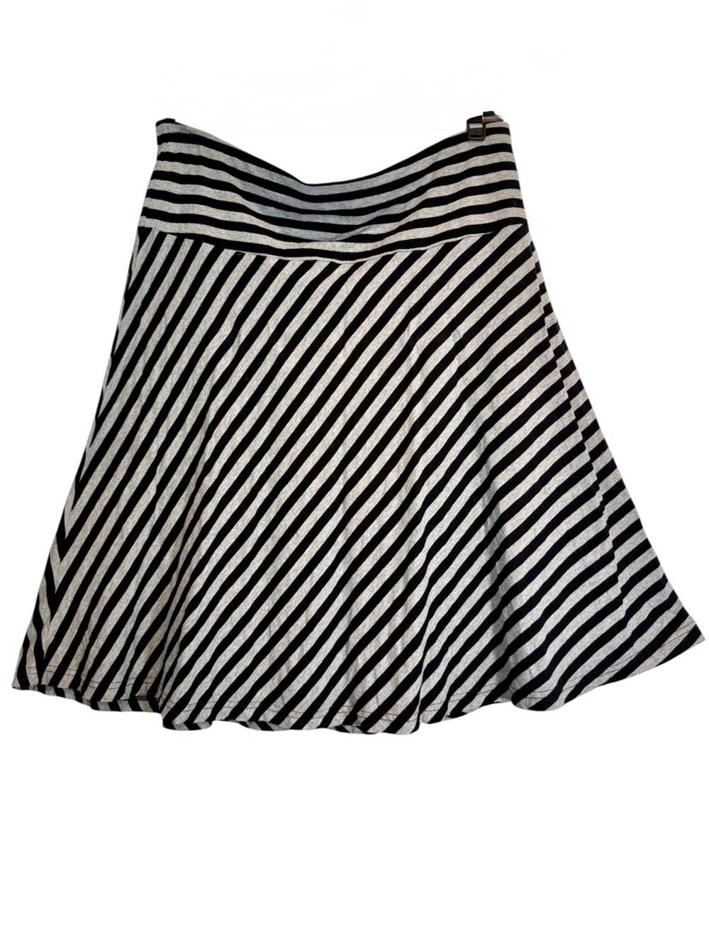H&M A-Line Skirt Size 14 Women’s Stretch Skater Gray and Black Stripes Pull On